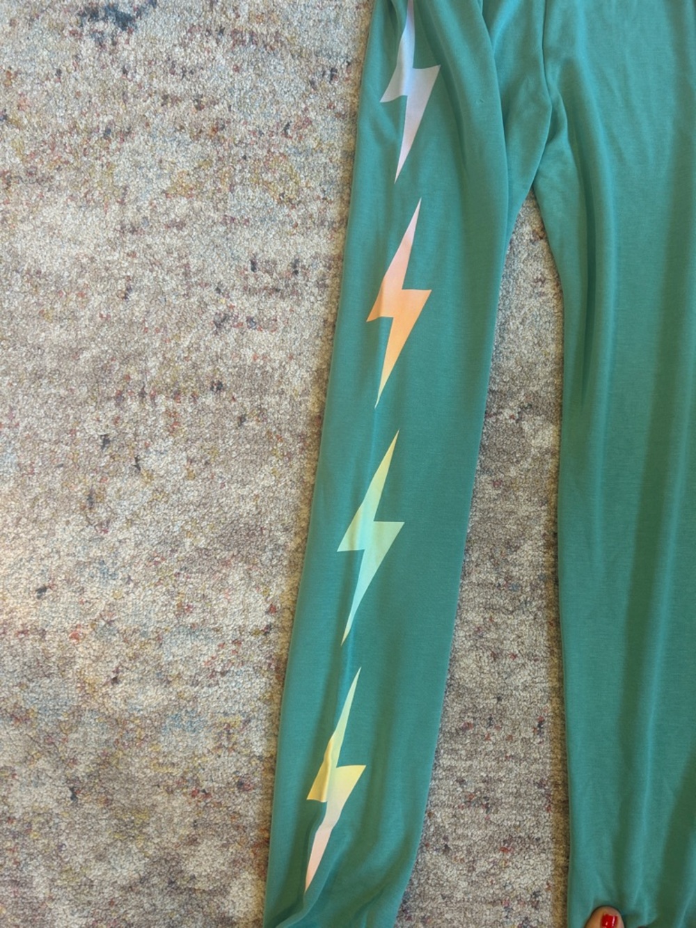 P.J. Salvage Teal Drawstring Joggers with Pastel Chevron Sides - Picture 4 of 4